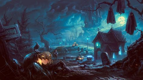 Vampire Pumpkin Bats Halloween Art Trees Night Wallpapers Hd
