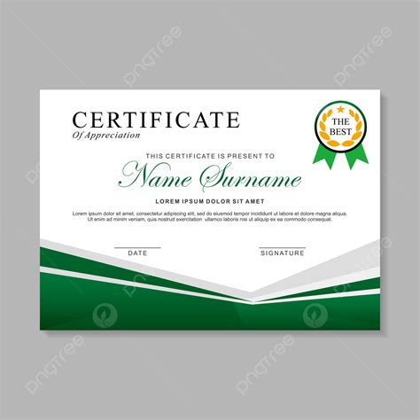 Modern Certificate Template Design With Green And White Color Template