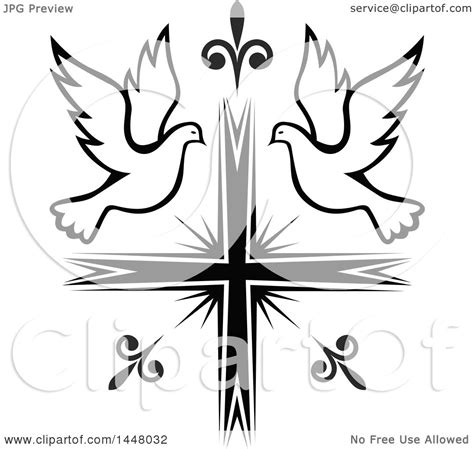 Choose any clipart that best suits your projects, presentations or other design work. Clipart of a Black and White Easter Cross with Doves ...