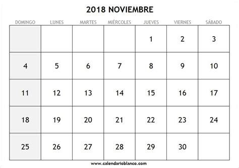 Mes De Noviembre 2018 Calendario Anotador Calendario