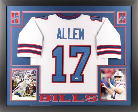 Josh Allen Signed Buffalo Bills 35x43 Custom Framed Jersey Jsa Coa