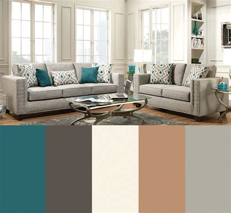 Teal Gray Sand Charcoal Ivory Color Palette For Living Room The