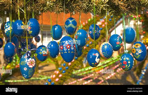 Painted Easter Eggs On Easter Fountain Bieberach Franconian