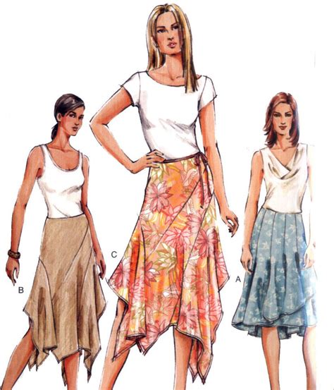 Pretty Handkerchief Hem Skirt Pattern Size 6 10 Vogue 7856 Etsy
