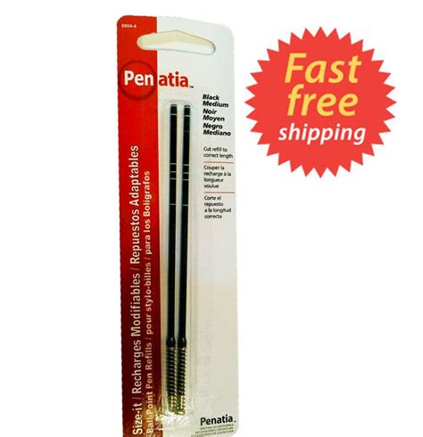 New Penatia Black Medium Ballpoint Pen Refill Lot Of 2 Size It Ball