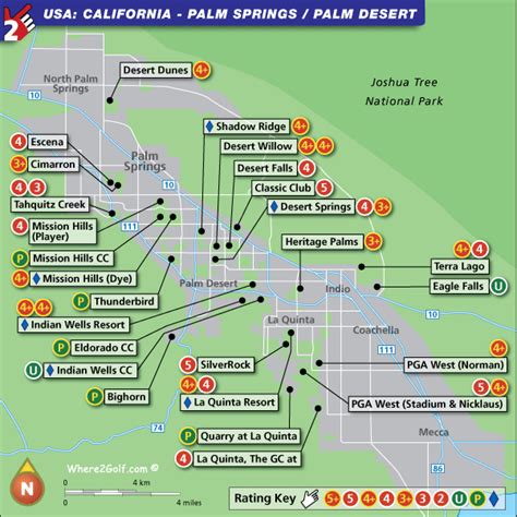 Map Of Palm Springs Golf Courses