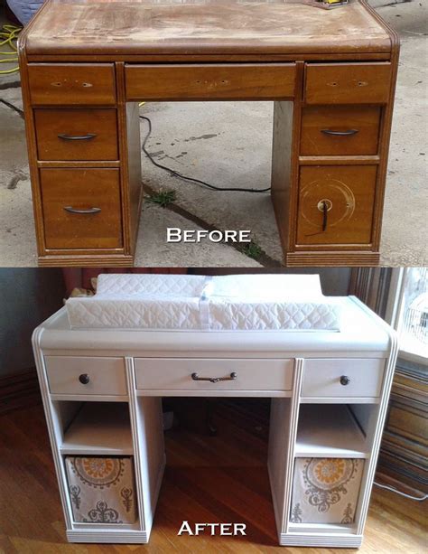 Old Desk Re Purposed Into A Changing Table Diy Nursery Furniture