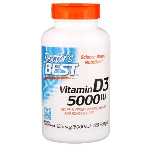 Best vitamin d supplements buying guide. Doctor's Best, Vitamin D3, 125 mcg (5000 IU), 720 Softgels ...