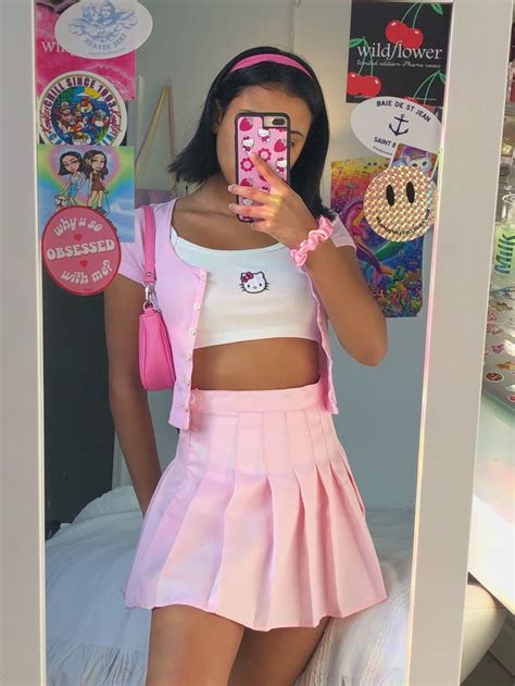 Soft Girl Y2k Hello Kitty Indie Pleated Skirt Alt Pastel Tennis Skirt