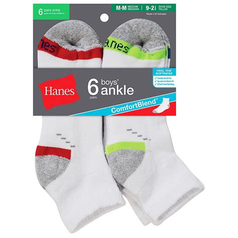 Hanes Ankle Socks 6 Pairs Little Boys And Big Boys