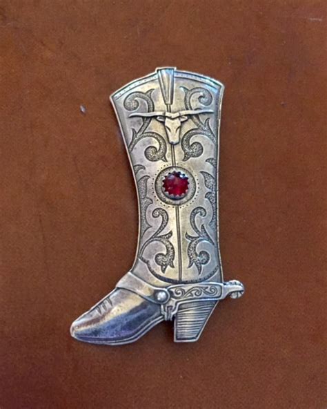 Cowboy Boot Pin With Spur And Ruby P