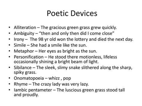 Poetic Devices Explained Ppt
