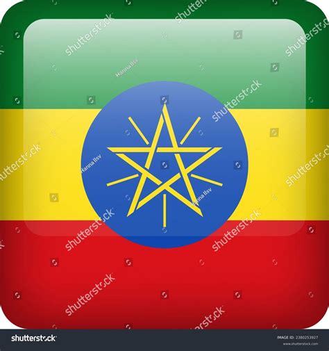 D Vector Ethiopia Flag Glossy Button Stock Vector Royalty Free