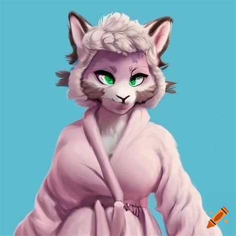 Furry Lamb Wearing A Robe