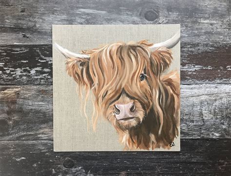 Original Acrylic Highland Cow Painting Cow Cow Art Animal Art Art