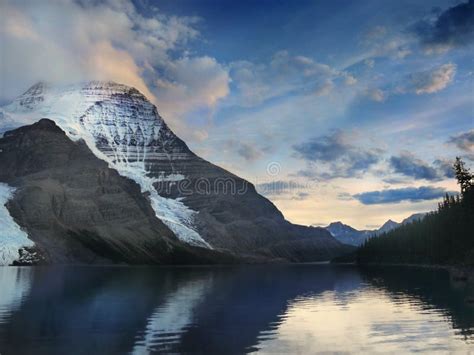 Canadian Rockies Moraine Lake Glacier Sunset Stock Photo Image Of