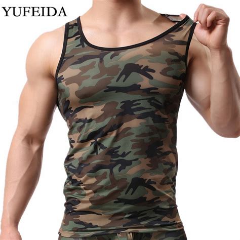 Yufeida Fitness Men Tank Top Army Camo Camouflage Mens Bodybuilding