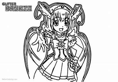 Glitter Force Pages Coloring Line Drawing Printable