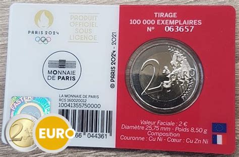 2 Euros Francia 2021 Entrega Bandera Olímpica Bu Fdc Coincard