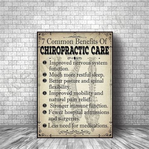 Chiropractor 7 Common Benefits Of Chiropractic Care Canvas Poster