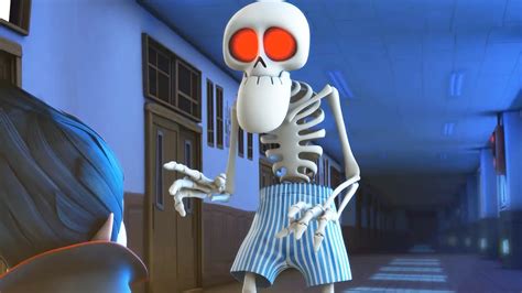 Funny Animated Cartoon Spookiz Skeleton Teacher Wears