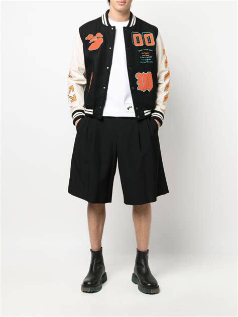 Off White Logo Patches Varsity Jacket Farfetch