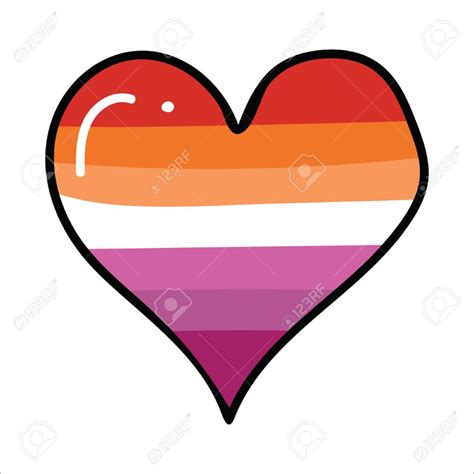cute lesbian pride flag heart cartoon vector illustration motif set hand drawn isolated lgbtq