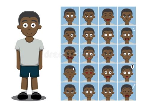 Big Head Black Boy Walking Cartoon Vector Stock Vector Illustration Of