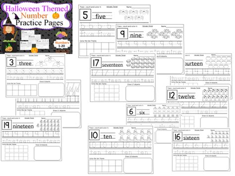 Halloween Themed Number Practice Pages 1 20 Made By Teachers