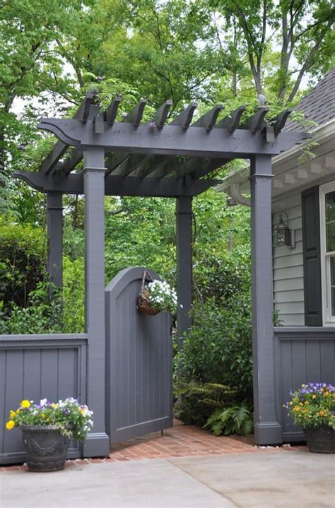 House gate design and colors (see description). Garden Gate. Garden gate with pergola. #GardenGate #Gate # ...