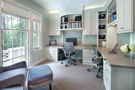 Double Desk Home Office Office Built In Bookshelves Home Office