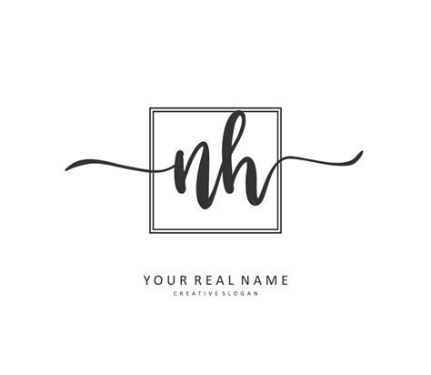 N H Nh Initial Letter Handwriting And Signature Logo A Concept