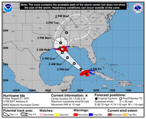 4 Pm Advisory Hurricane Warnings Issued For Portions Of The Northern Gulf Coast The Alabama