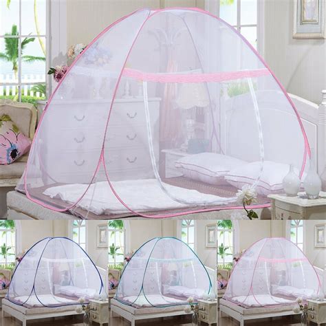 Functionally, the canopy and curtains keep the bed warmer, and screen it from light and sight. Pop Up Camping Tent Bed Canopy Mosquito Net Full Queen ...