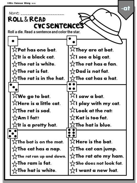 Great for rhyming words and word families too! Phonics CVC Short Vowels - Roll & Read Sentences (Kindergarten/First Grade) | Sentences ...