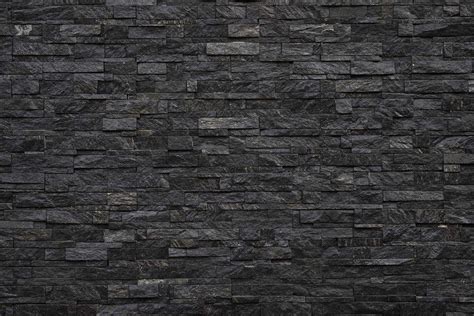 Natural Black Dry Stacked Slate Brick Wall Mural Llangollen Blackstone