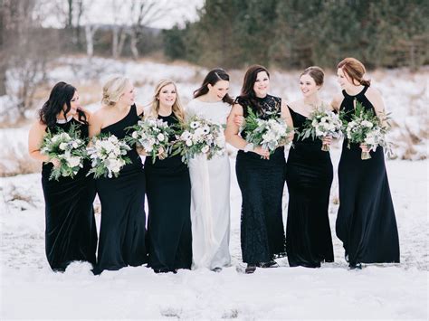 Black Bridesmaids Dresses In Winter Elizabeth Anne Designs The Wedding Blog