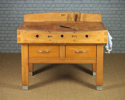 Antiques Atlas Large Beech Butchers Block With Drawers C1960