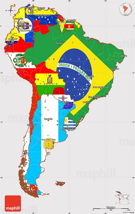 Flag Simple Map Of South America