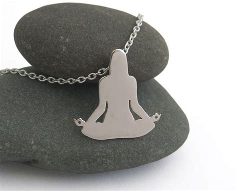 Yoga Pendant Necklace Lotus Position Sterling Silver Etsy