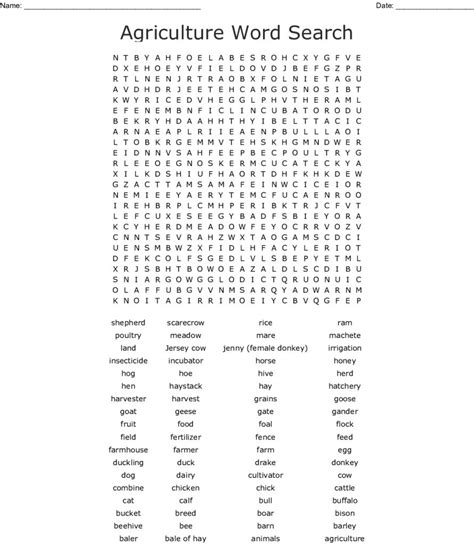 Things You Find On A Farm Word Search Wordmint Word Search Printable