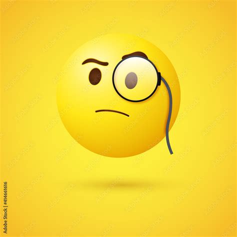 3d Emoji Face With Monocle 3d Emoticon With Magnifying Glass Eye