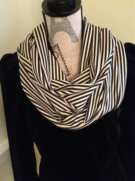 Black And Cream Stripe Infinity Scarf Cotton Modal Materialvery Chic