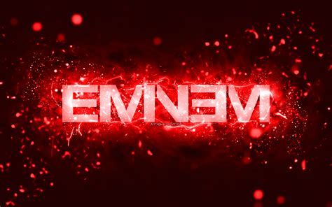 Herunterladen Hintergrundbild Eminem Rotes Logo 4k Amerikanischer