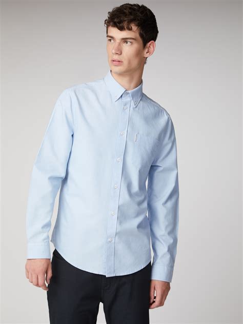 Mens Sky Blue Long Sleeve Oxford Shirt Ben Sherman Est 1963