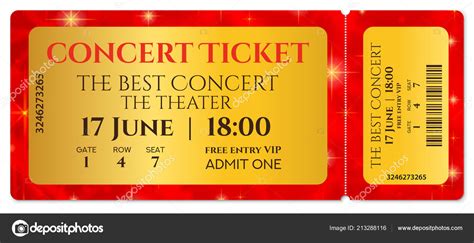 Ticket Template Concert Ticket Stars Tear Ticket Mockup ...