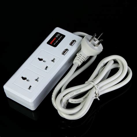 Multi Function 2 Outlet And 2 Usb Charger Port Power Strip Bar 100 250v