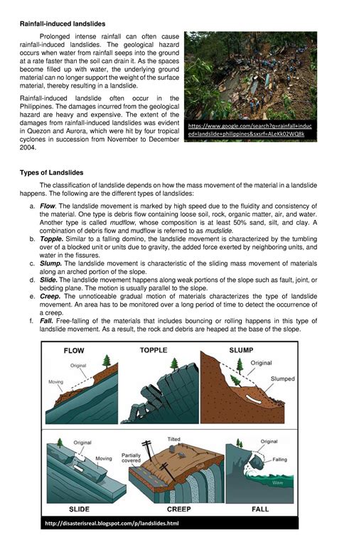 Landslide and sinkhole - Rainfall-induced landslides Prolonged intense