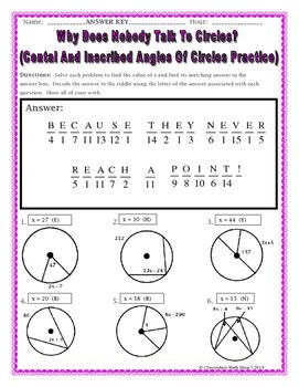 Swbat describe and apply properties of inscribed angles in circles. Unit 10 circles homework 4 inscribed angles answer key