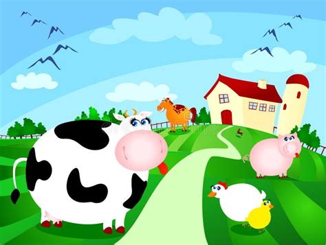 Bauernhof Mit Tieren Stock Abbildung Illustration Von Landwirtschaft